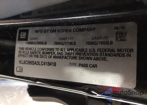 2020 Chevrolet Spark Fwd Ls Automatic from USA, damaged, VIN KL8CB6SA3LC418418